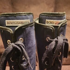 Dolce & Gabbana Dark Blue Lace-Up Boots